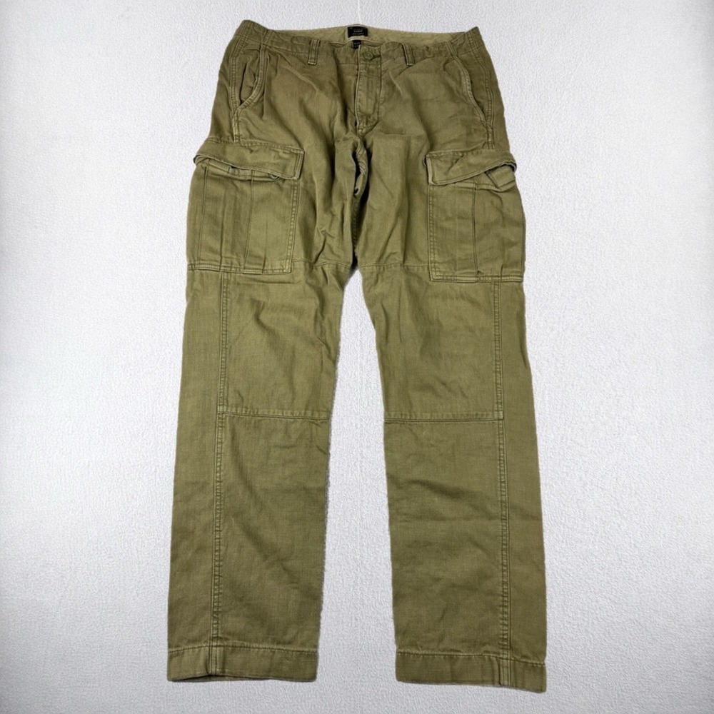 J.Crew Cargo Pants Mens 34x32 Olive Green Straight Leg Military Style Cotton